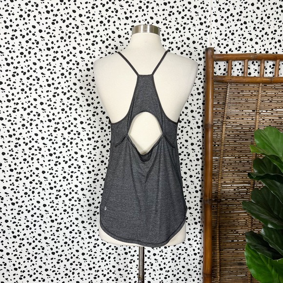 lululemon athletica Tops - Lululemon | Fast As Light Singlet Cut Out Heathered Black Workout Tank Top 6
